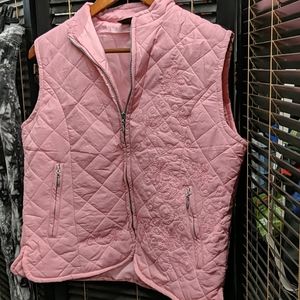 Pink embroidered Alaska puffy vest